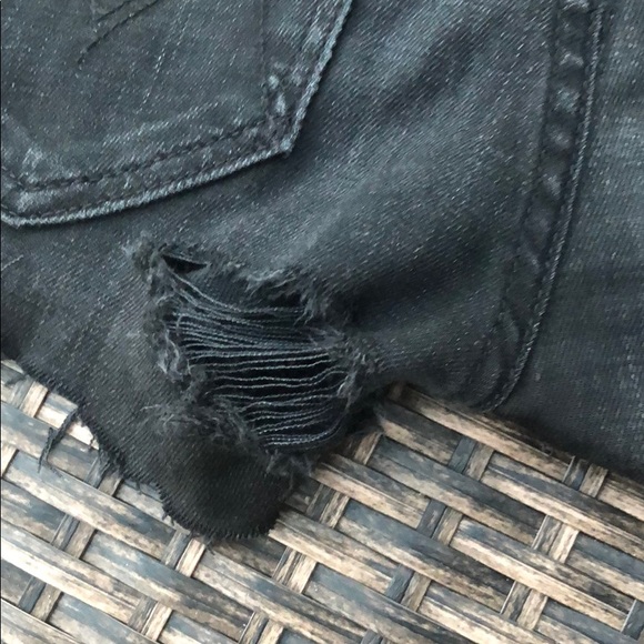 MOTHER Black Denim Distressed Shorts 25 - Picture 8 of 8